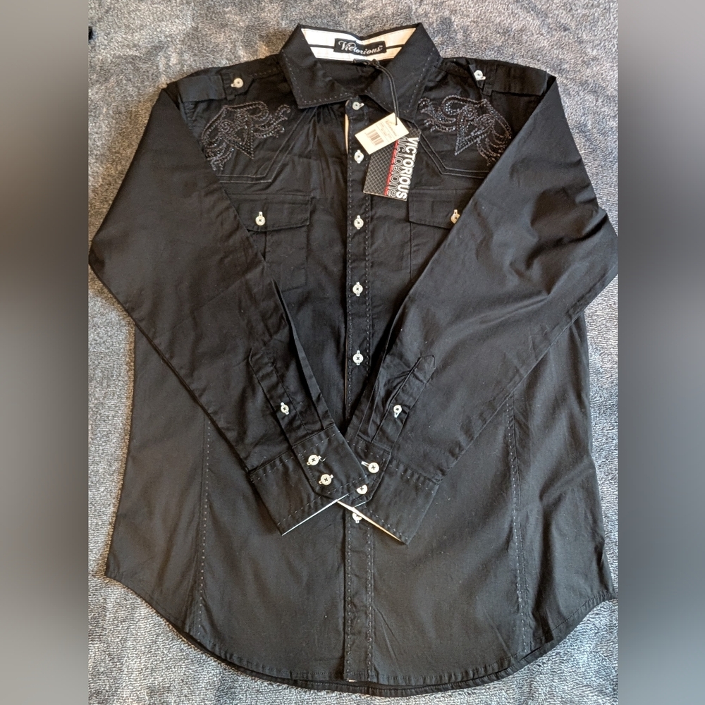 Men's Elegant Black Button Down Shirt